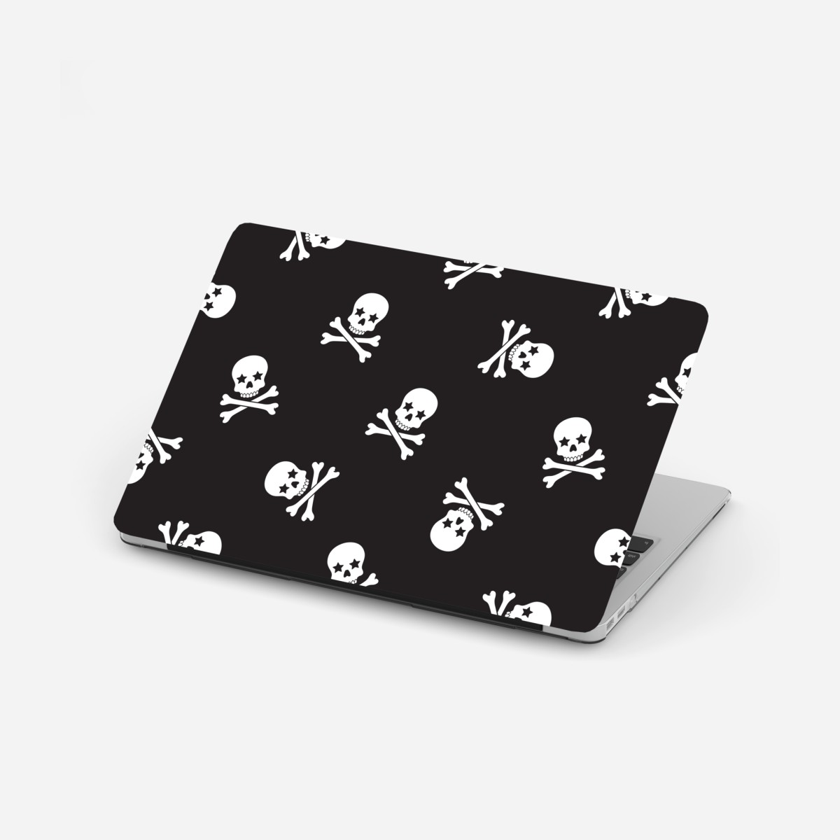 Laptop sticker skull and crossbones seamless pattern