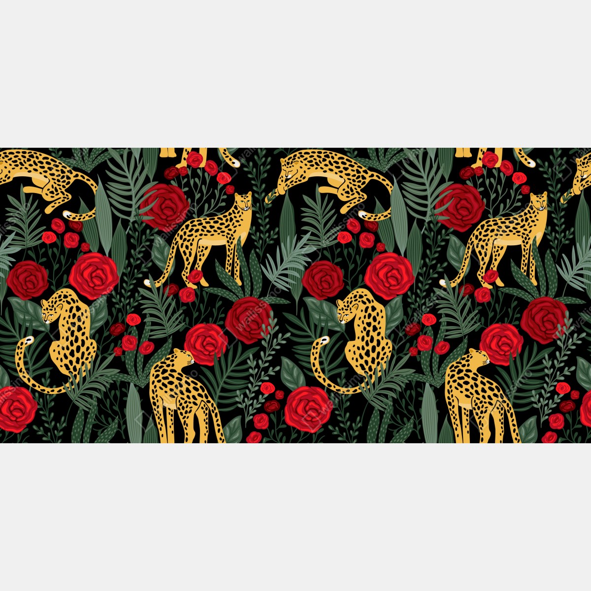Naklejka na laptopa złote gepardy i czerwone róże – Wallissimo® Naklejka na laptopa złote gepardy i czerwone róże – Wallissimo®
