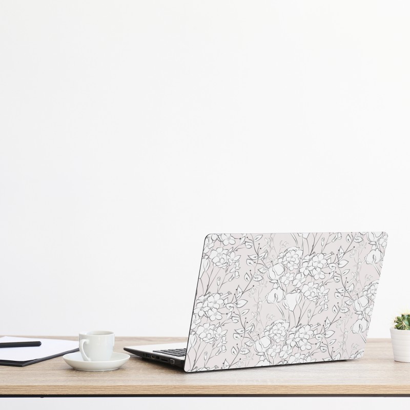 Naklejka na laptopa złote tropikalne liście line art – Wallissimo®