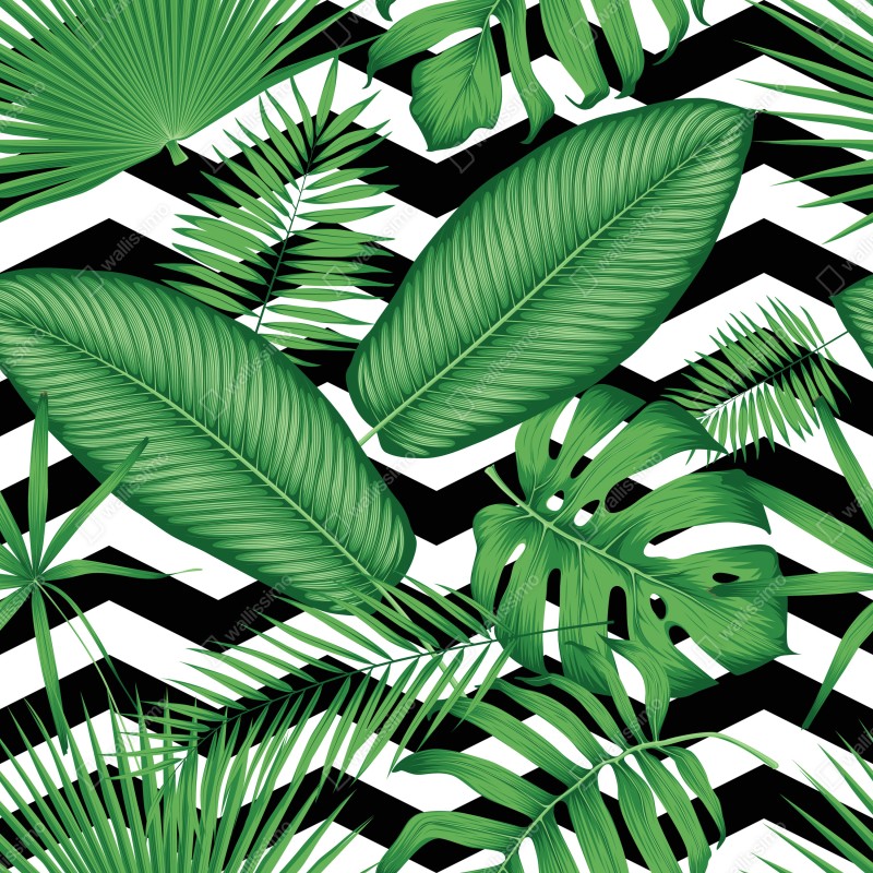 Naklejka na laptopa tropikalne liście na zygzakowatym tle – Wallissimo® Naklejka na laptopa tropikalne liście na zygzakowatym tle – Wallissimo®