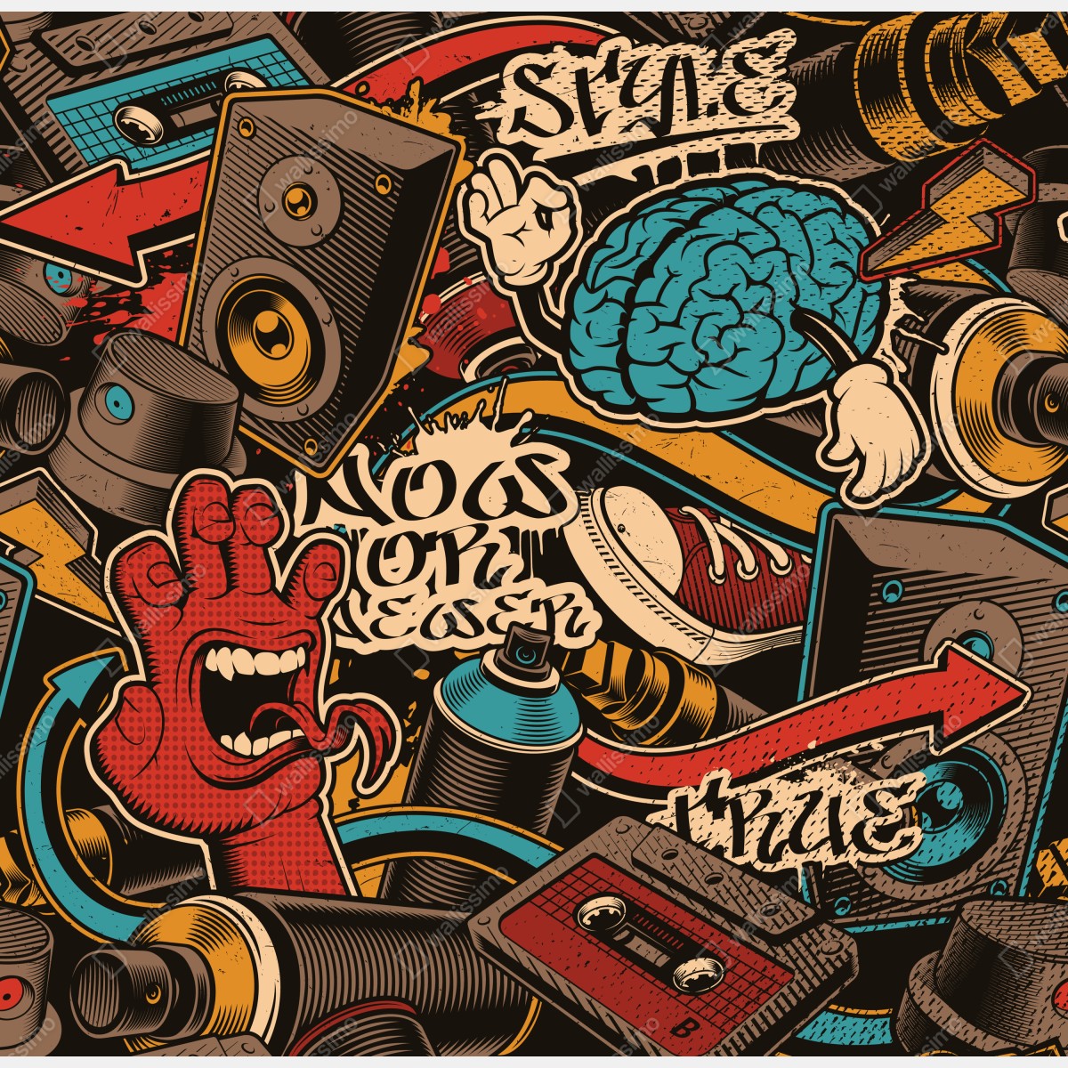 Naklejka na laptopa miejski kolaż graffiti i pop-artu – Wallissimo® Naklejka na laptopa miejski kolaż graffiti i pop-artu – Wallissimo®