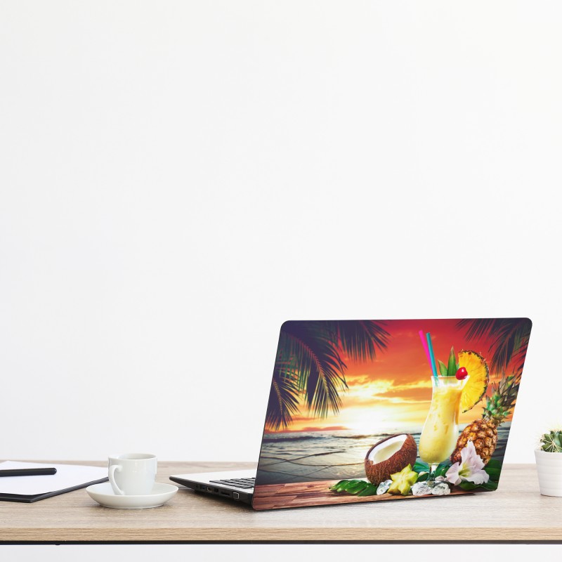 Naklejka na laptopa turkusowy i złoty płynny wir abstrakcji – Wallissimo®