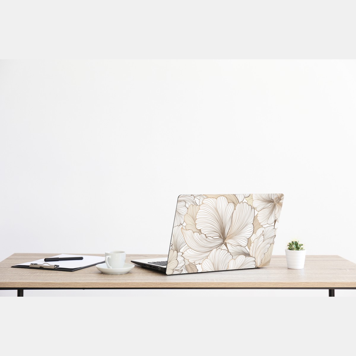 Naklejka na laptopa delikatna beżowa ilustracja kwiatowa – Wallissimo® Naklejka na laptopa delikatna beżowa ilustracja kwiatowa – Wallissimo®