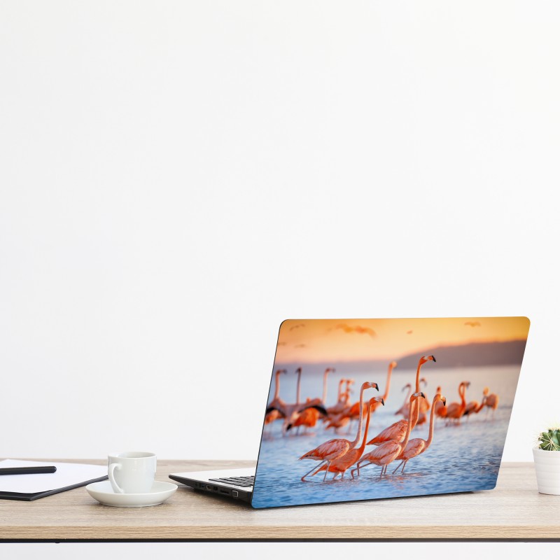 Naklejka na laptopa złote tropikalne liście line art – Wallissimo®