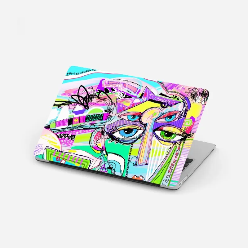 Naklejka na laptopa abstrakcyjna twarz w żywych kolorach
