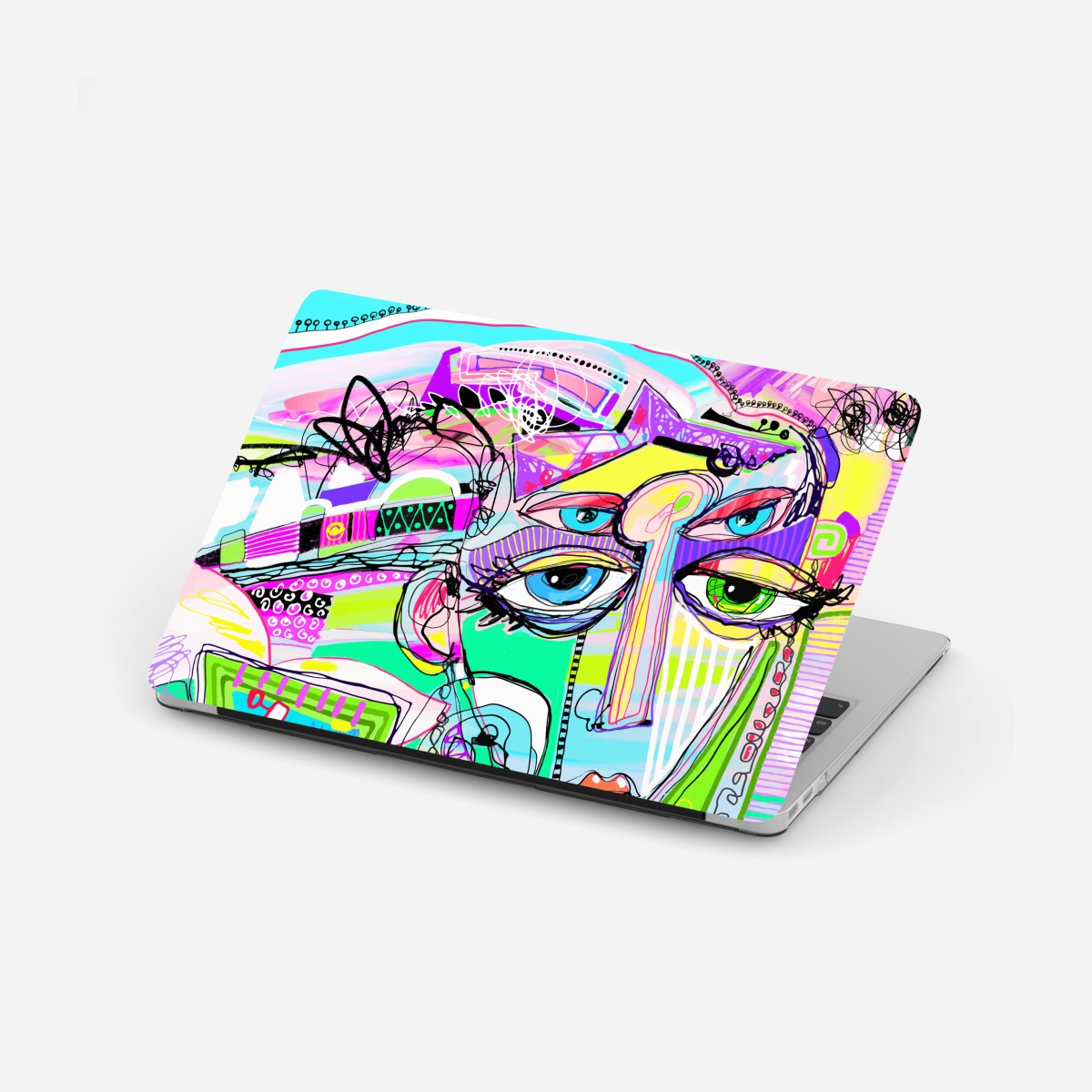 Laptop sticker vibrant abstract face portrait