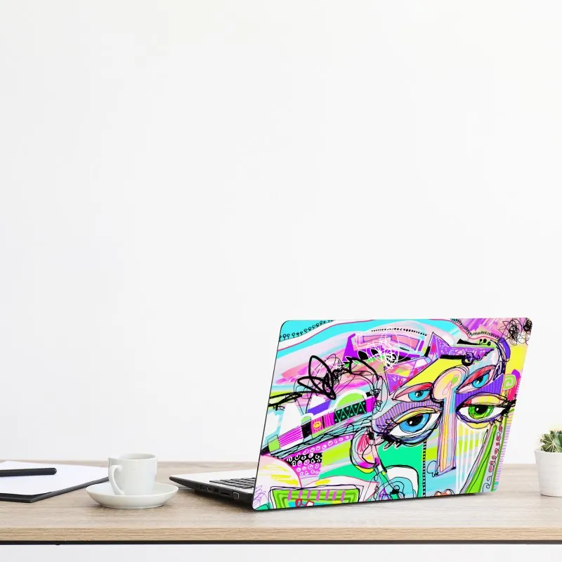 Naklejka na laptopa abstrakcyjna twarz w żywych kolorach – Wallissimo® Naklejka na laptopa abstrakcyjna twarz w żywych kolorach – Wallissimo®