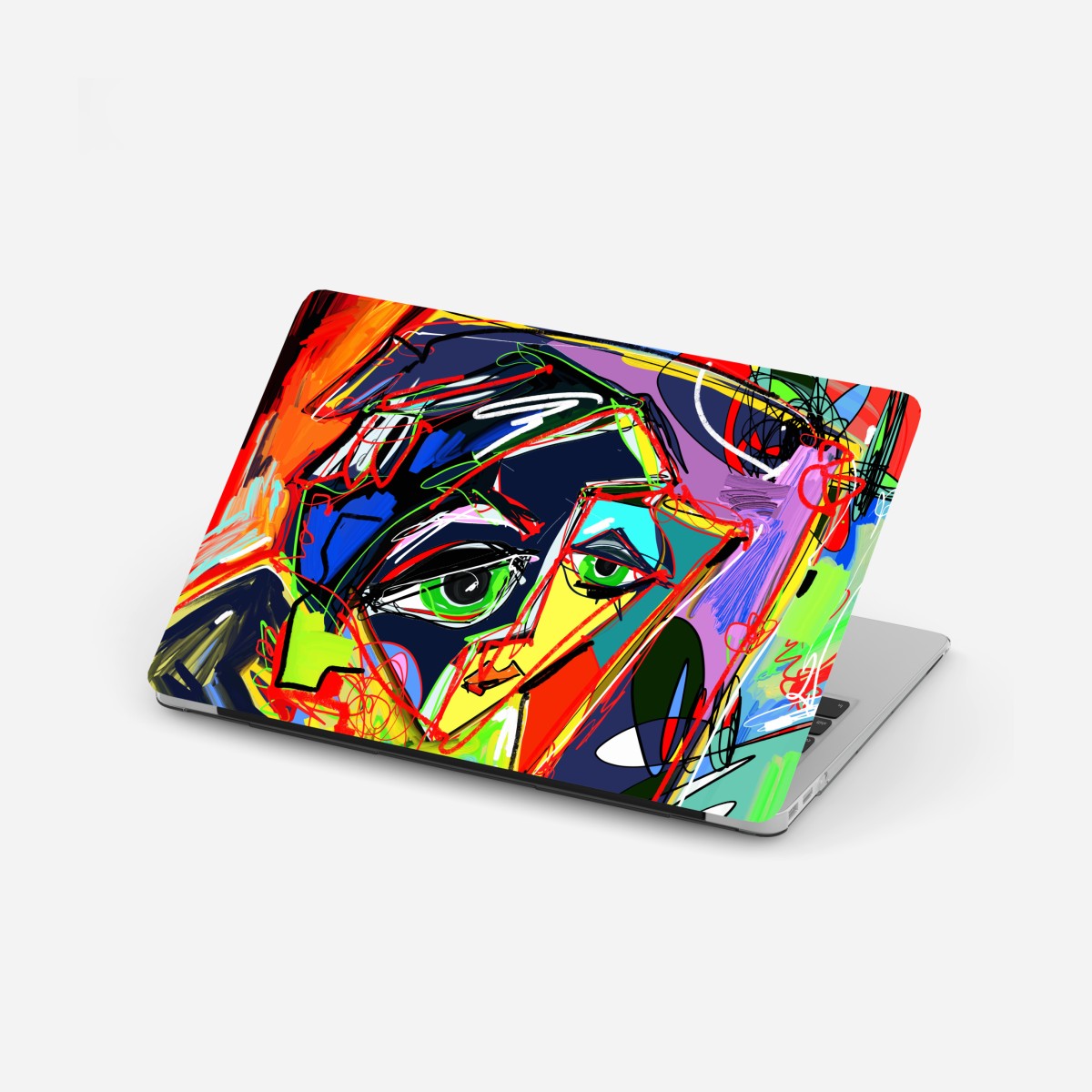 Laptop sticker vibrant abstract face portrait