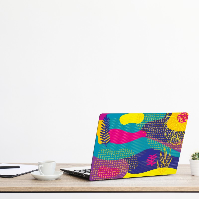 Naklejka na laptopa luksusowa abstrakcja turkus z złotymi żyłami – Wallissimo®