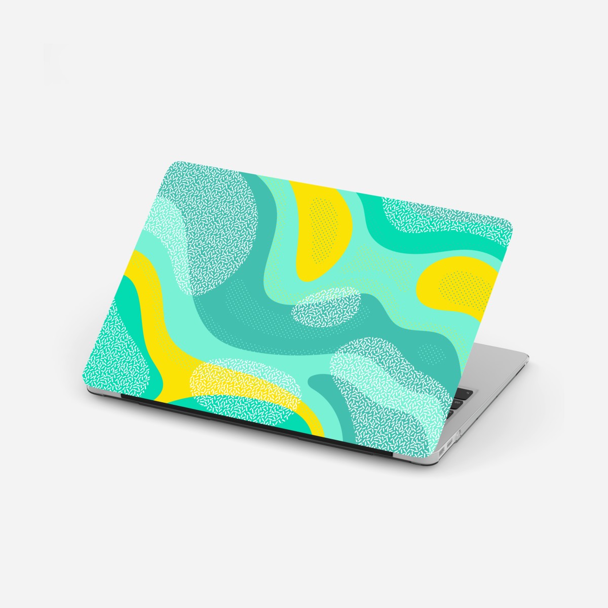 Laptop sticker turquoise and yellow abstract pattern