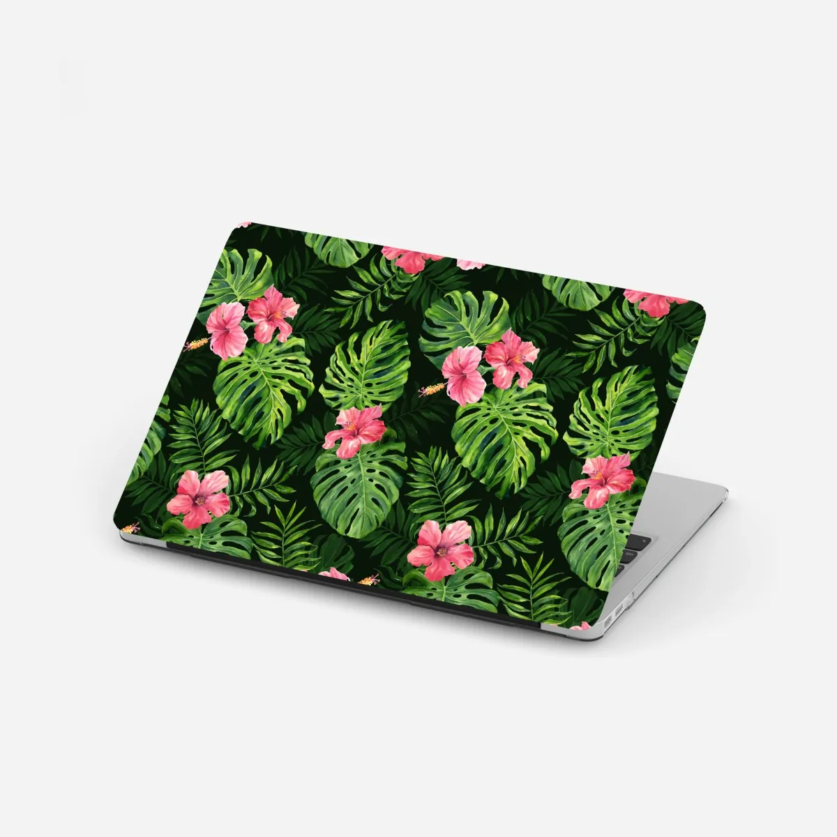 Naklejka na laptopa tropikalny wzór z monsterą i hibiskusem – Wallissimo® Naklejka na laptopa tropikalny wzór z monsterą i hibiskusem – Wallissimo®