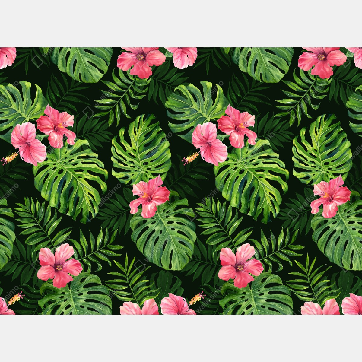 Naklejka na laptopa tropikalny wzór z monsterą i hibiskusem – Wallissimo® Naklejka na laptopa tropikalny wzór z monsterą i hibiskusem – Wallissimo®