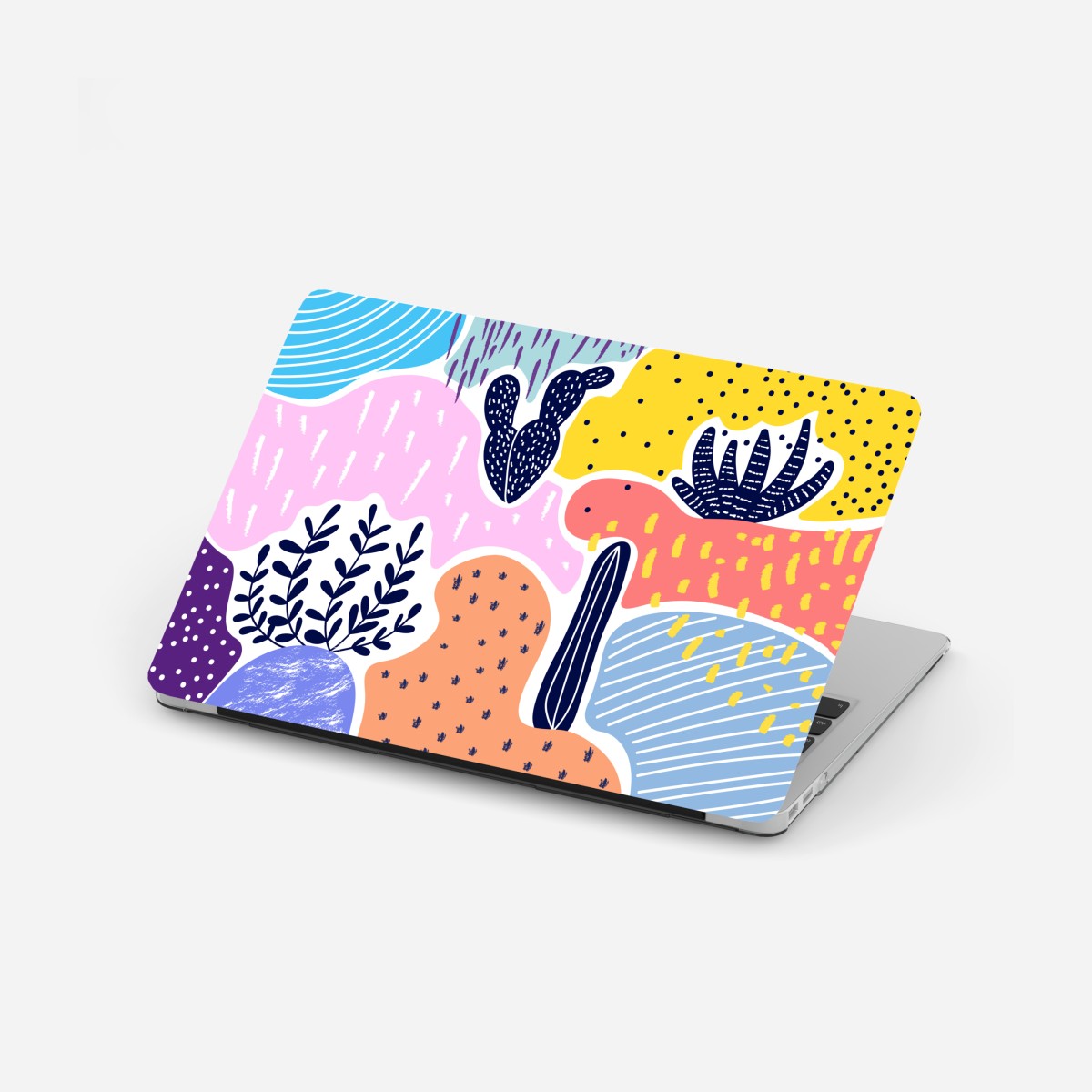 Laptop sticker playful abstract botanical pattern