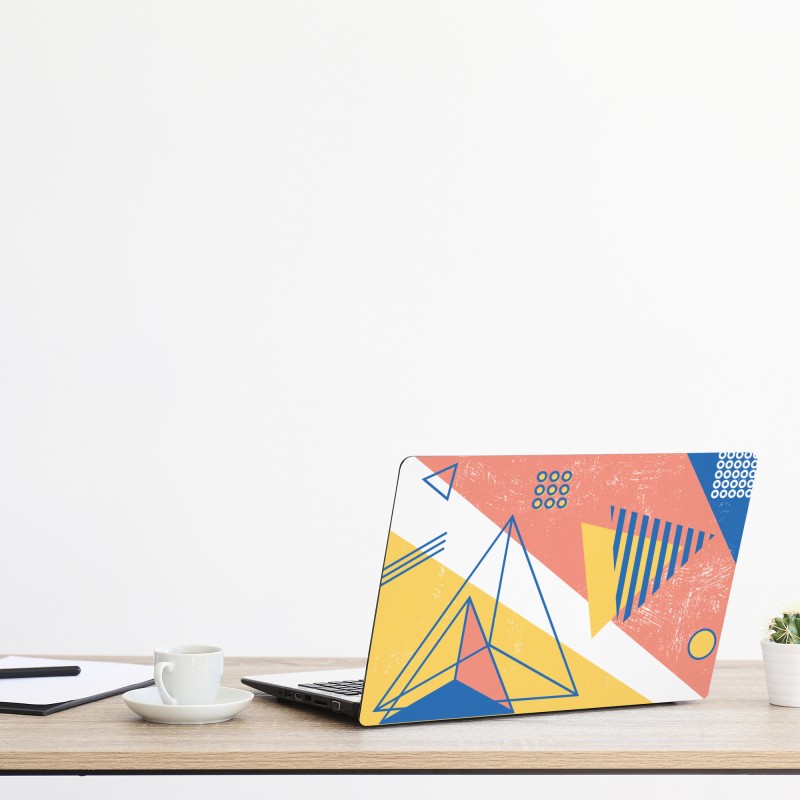 Naklejka na laptopa abstrakcja w odcieniach niebieskiego i złota – Wallissimo®