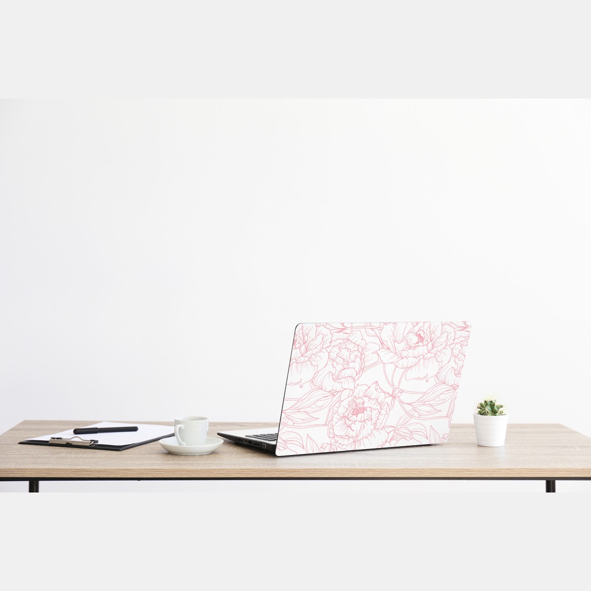 Naklejka na laptopa delikatny różowy wzór piwonii w stylu line art – Wallissimo® Naklejka na laptopa delikatny różowy wzór piwonii w stylu line art – Wallissimo®