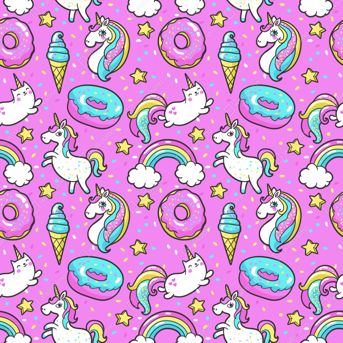 Naklejka na laptopa pastelowe jednorożce i słodkości – Wallissimo® Naklejka na laptopa pastelowe jednorożce i słodkości – Wallissimo®