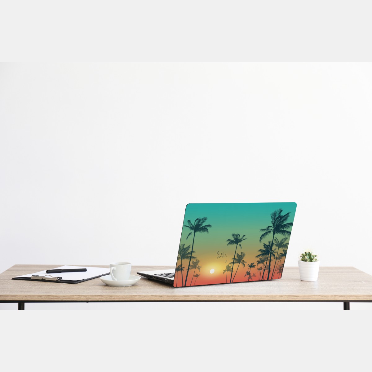 Naklejka na laptopa tropikalny zachód słońca z palmami – Wallissimo® Naklejka na laptopa tropikalny zachód słońca z palmami – Wallissimo®