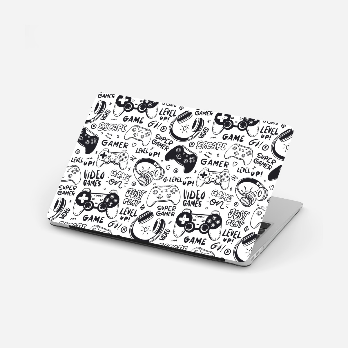 Laptop sticker gaming doodle pattern with controllers