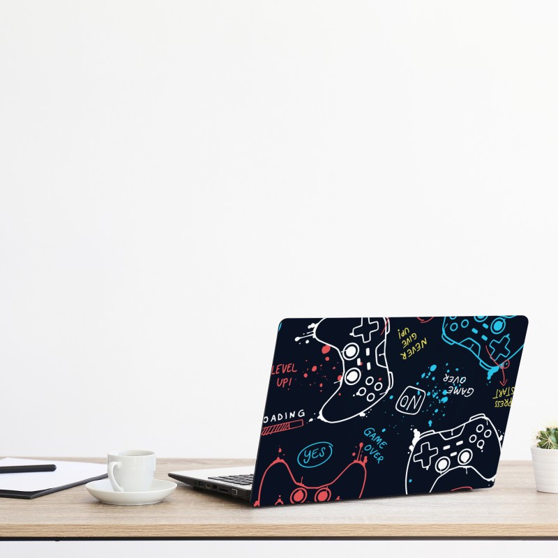 Naklejka na laptopa turkusowy i złoty płynny wir abstrakcji – Wallissimo®