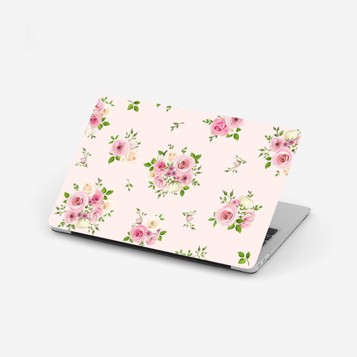 Laptop sticker delicate pink rose bouquet pattern