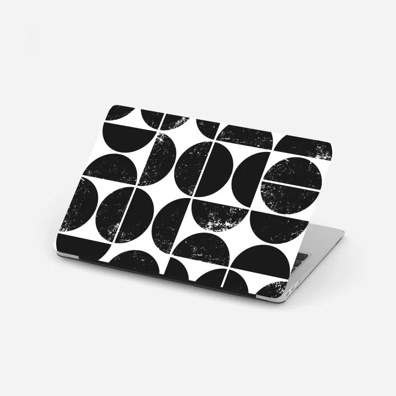 Naklejka na laptopa czarny geometryczny wzór z kół i półkół