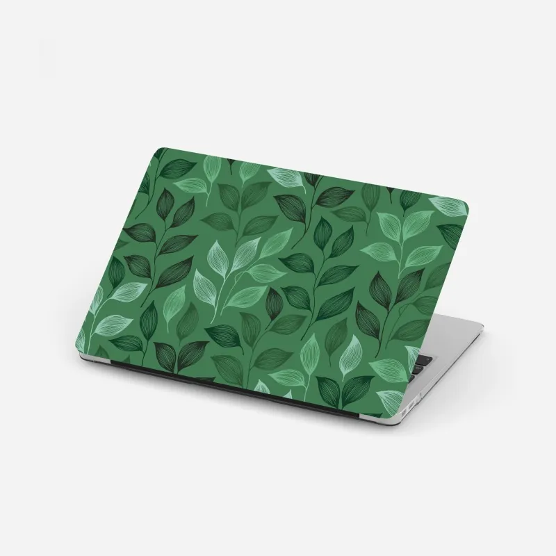 Naklejka na laptopa zielony botaniczny wzór liści