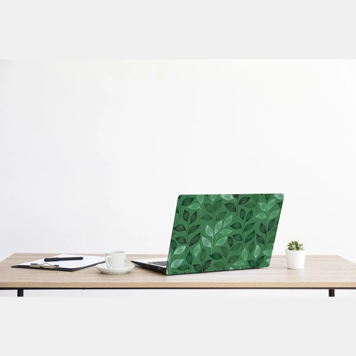 Naklejka na laptopa zielony botaniczny wzór liści – Wallissimo® Naklejka na laptopa zielony botaniczny wzór liści – Wallissimo®