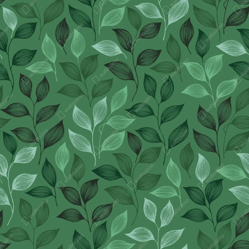 Naklejka na laptopa zielony botaniczny wzór liści – Wallissimo® Naklejka na laptopa zielony botaniczny wzór liści – Wallissimo®