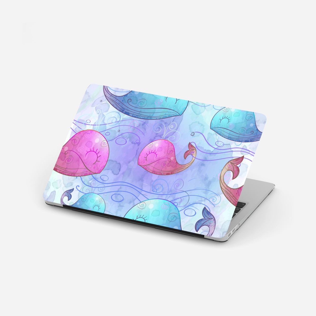 Laptop sticker watercolor whale dream pattern