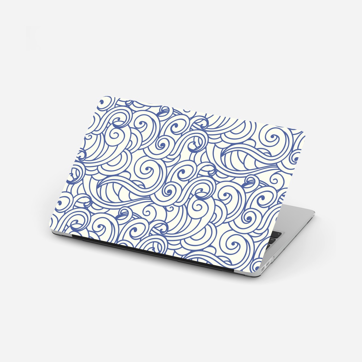 Laptop sticker blue swirl seamless pattern