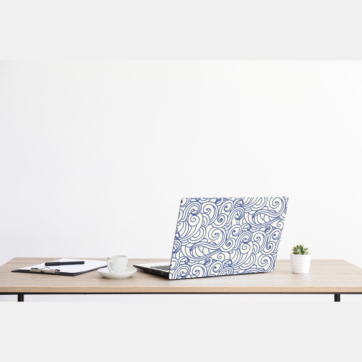 Naklejka na laptopa niebieski wzór ze spiralami – Wallissimo® Naklejka na laptopa niebieski wzór ze spiralami – Wallissimo®