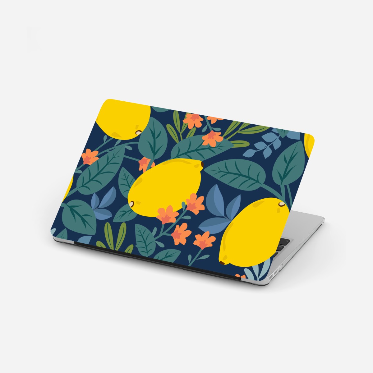 Laptop sticker vibrant lemon botanical pattern