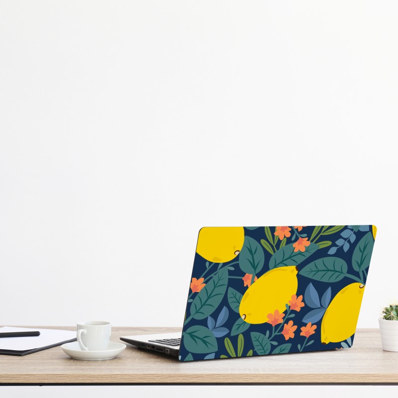 Naklejka na laptopa turkusowy i złoty płynny wir abstrakcji – Wallissimo®