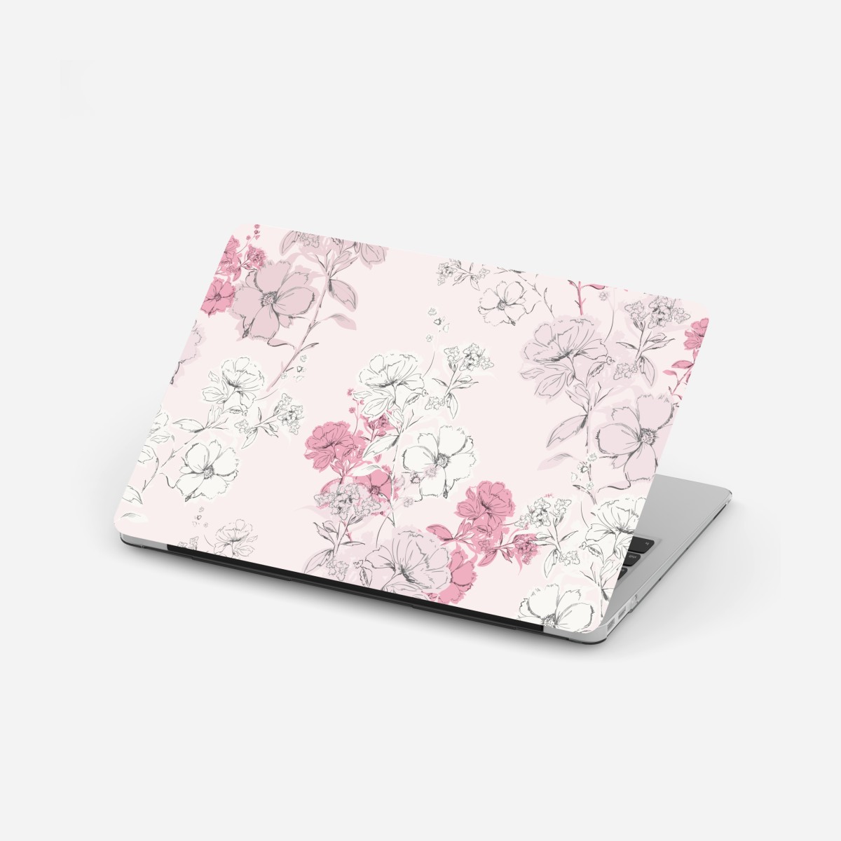 Laptop sticker soft pink floral pattern
