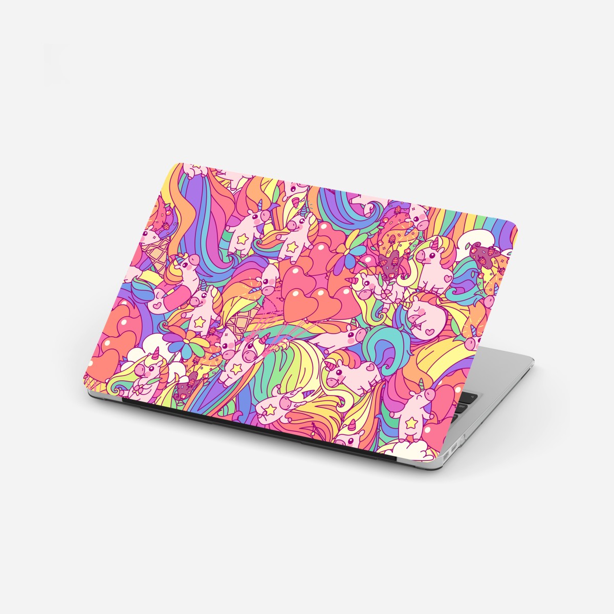 Laptop sticker playful pastel unicorns pattern