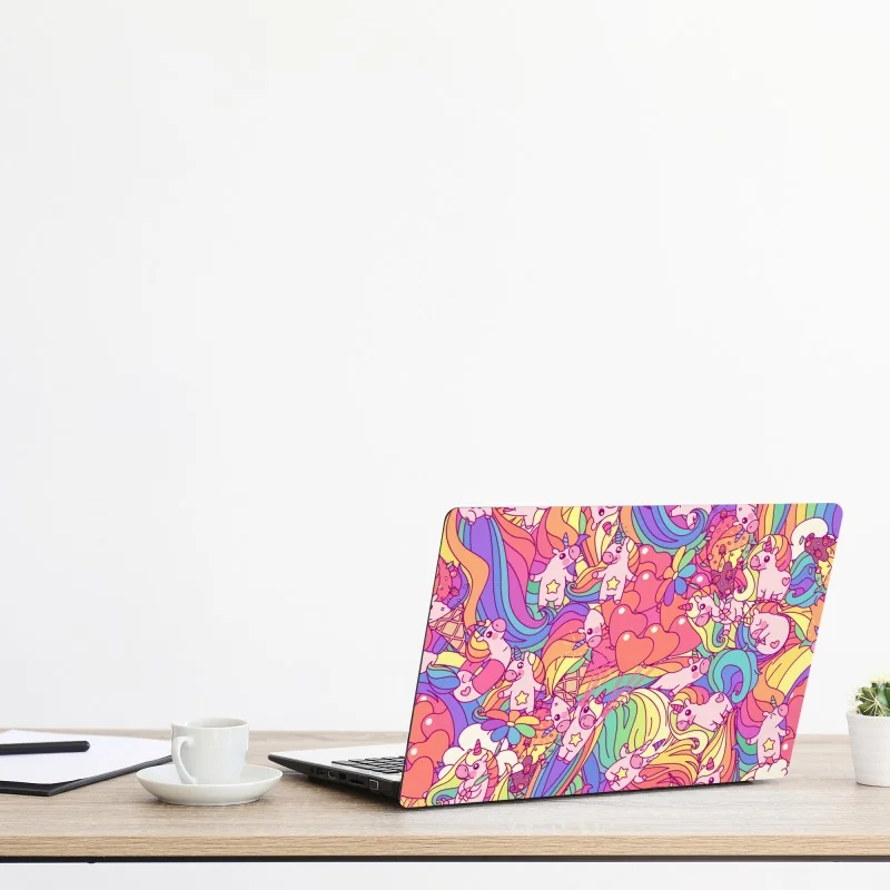 Naklejka na laptopa turkusowy i złoty płynny wir abstrakcji – Wallissimo®