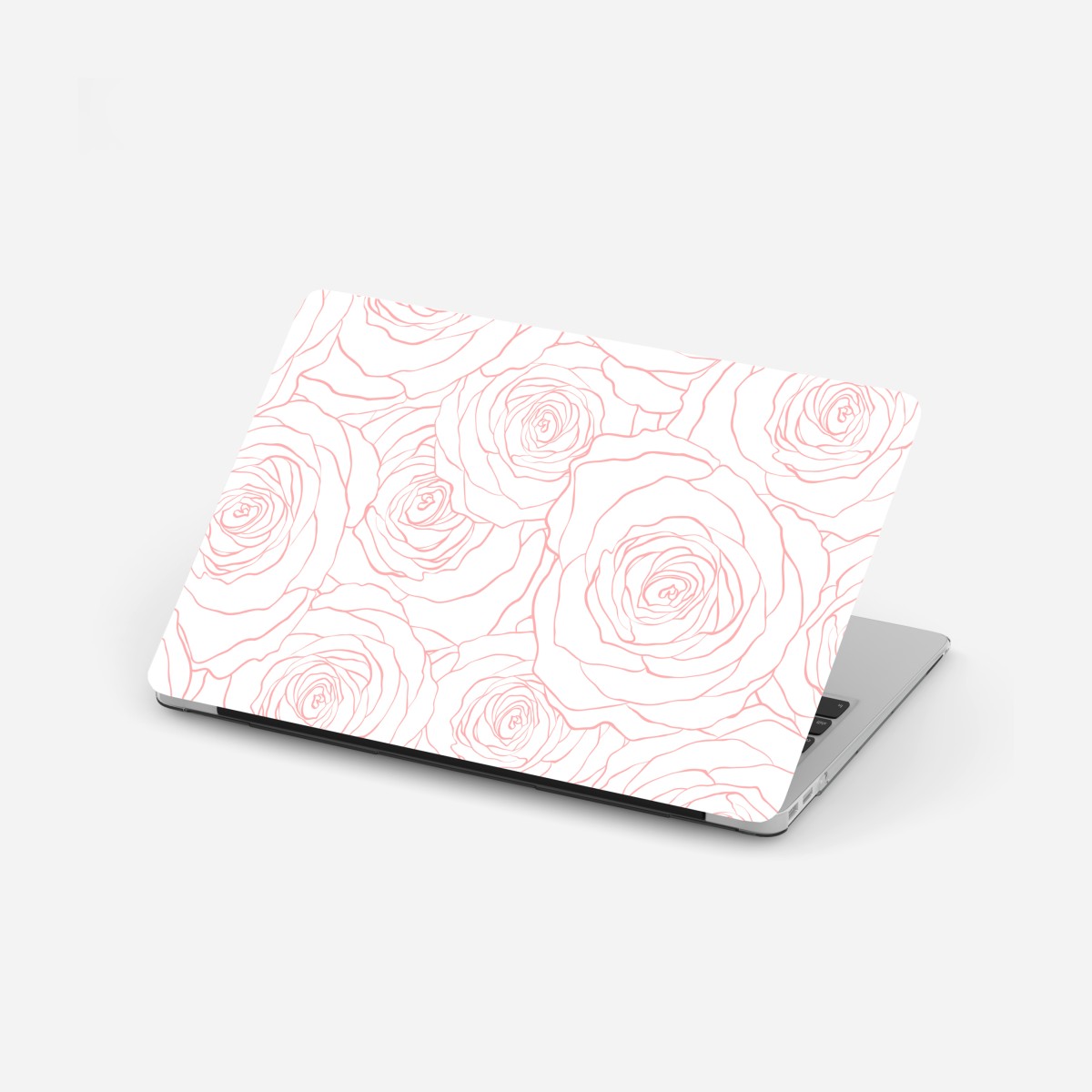 Laptop sticker delicate pink rose line pattern