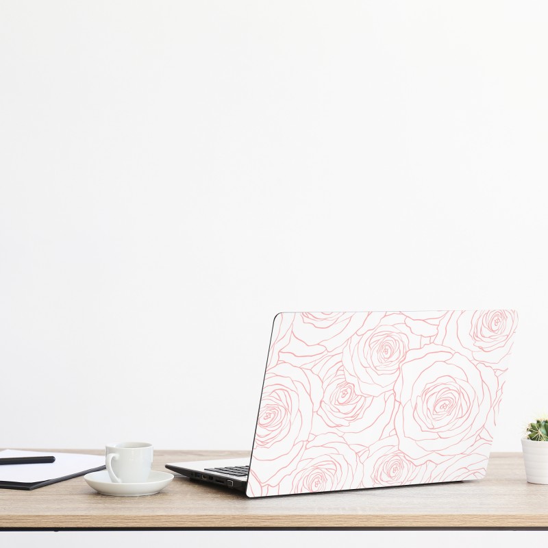 Naklejka na laptopa delikatny wzór różowych róż – Wallissimo® Naklejka na laptopa delikatny wzór różowych róż – Wallissimo®