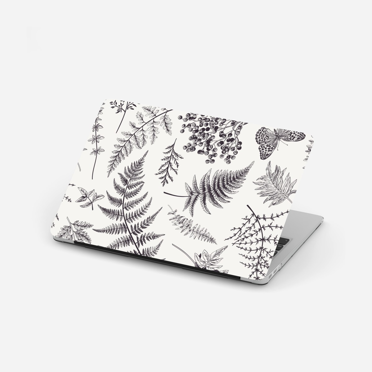 Laptop sticker monochrome botanical leaves pattern