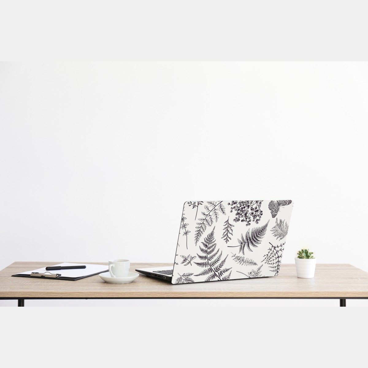 Naklejka na laptopa monochromatyczny botaniczny wzór liści – Wallissimo® Naklejka na laptopa monochromatyczny botaniczny wzór liści – Wallissimo®