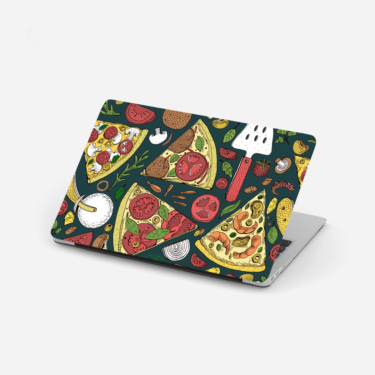 Laptop sticker colorful pizza slices pattern
