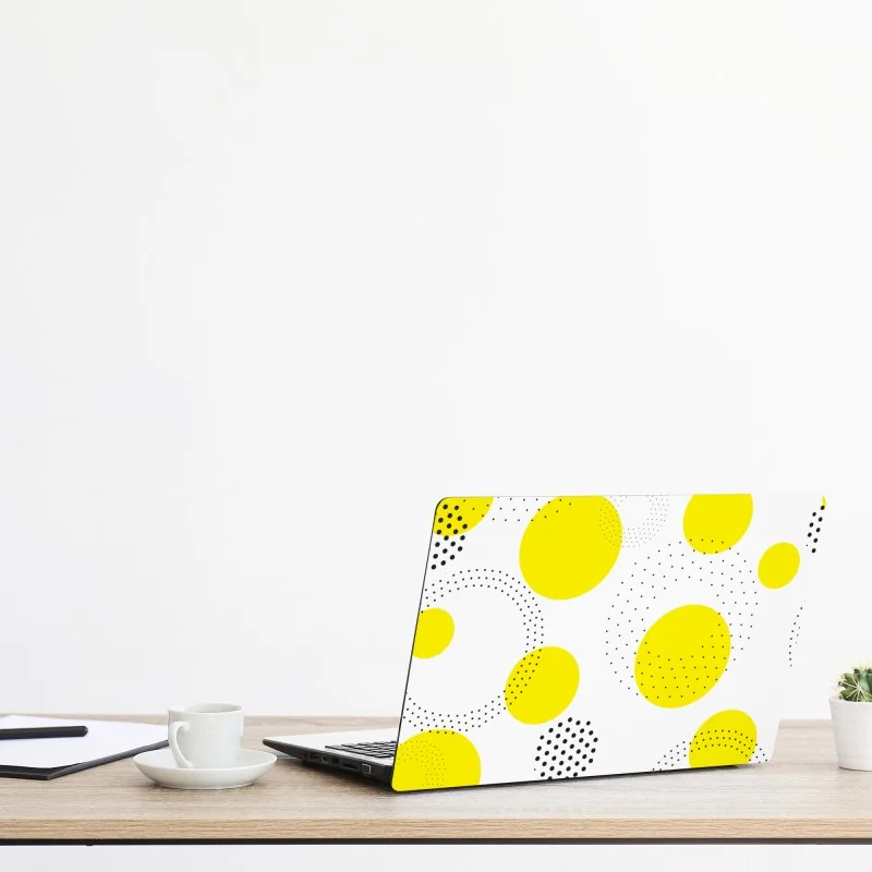 Naklejka na laptopa turkusowy i złoty płynny wir abstrakcji – Wallissimo®