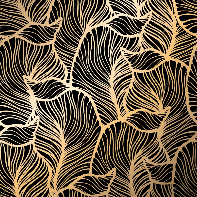 Naklejka na laptopa złoty wzór liści na czarnym tle – Wallissimo® Naklejka na laptopa złoty wzór liści na czarnym tle – Wallissimo®