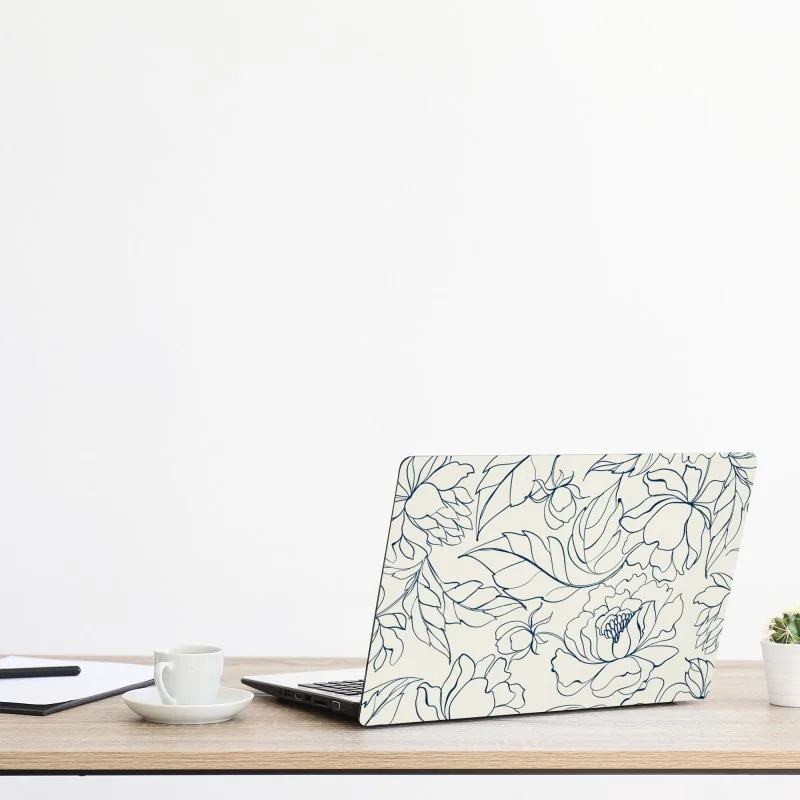 Naklejka na laptopa turkusowy las brzóz z ptakami – Wallissimo®