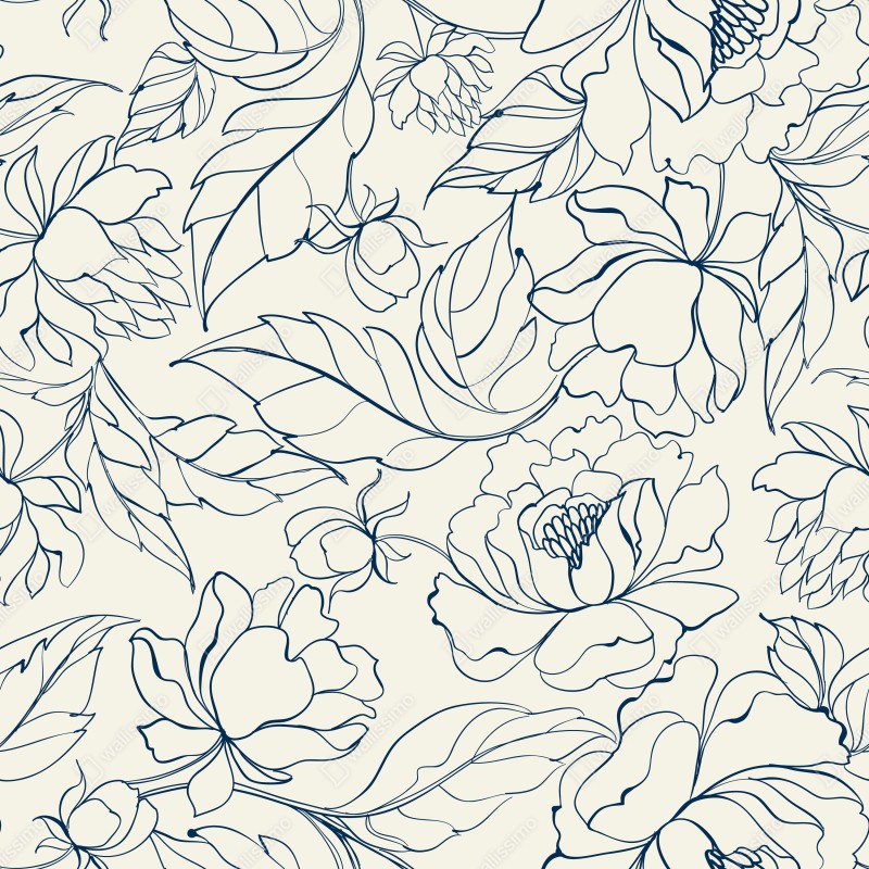 Naklejka na laptopa ręcznie rysowany granatowy wzór kwiatowy na kremowym tle – Wallissimo® Naklejka na laptopa ręcznie rysowany granatowy wzór kwiatowy na kremowym tle – Wallissimo®