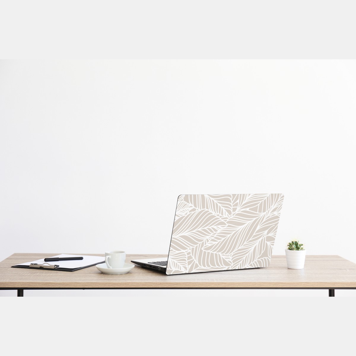 Naklejka na laptopa beżowy botaniczny wzór liści – Wallissimo® Naklejka na laptopa beżowy botaniczny wzór liści – Wallissimo®