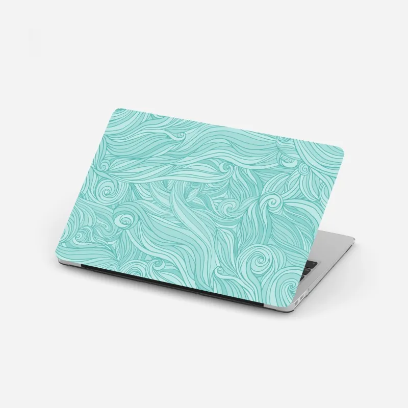 Naklejka na laptopa turkusowy wzór falowy do dekoracji ścian
