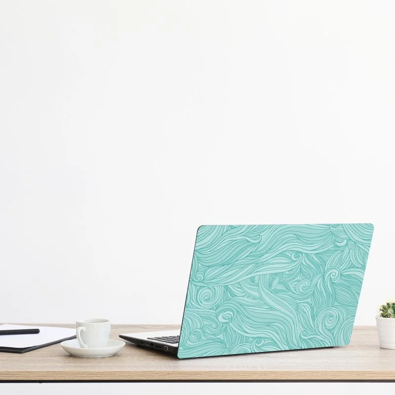 Naklejka na laptopa turkusowy wzór falowy do dekoracji ścian – Wallissimo® Naklejka na laptopa turkusowy wzór falowy do dekoracji ścian – Wallissimo®