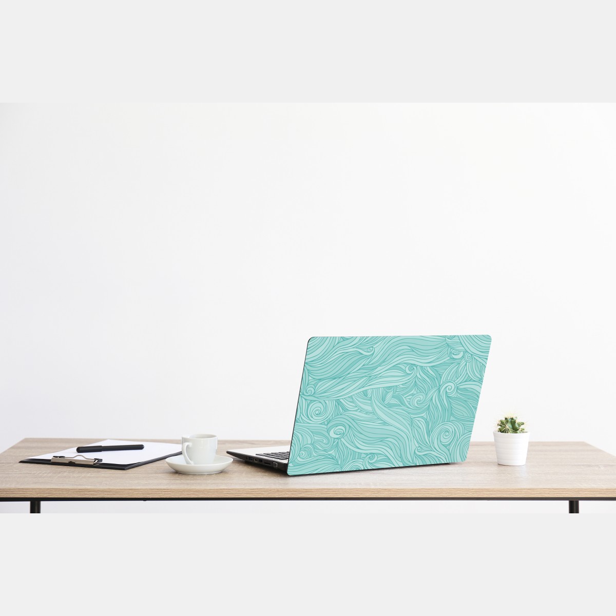 Naklejka na laptopa turkusowy wzór falowy do dekoracji ścian – Wallissimo® Naklejka na laptopa turkusowy wzór falowy do dekoracji ścian – Wallissimo®