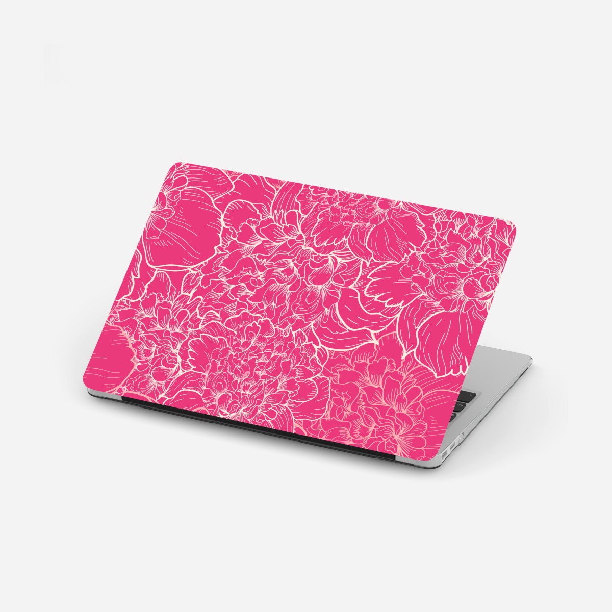Laptop sticker vibrant pink peony floral pattern